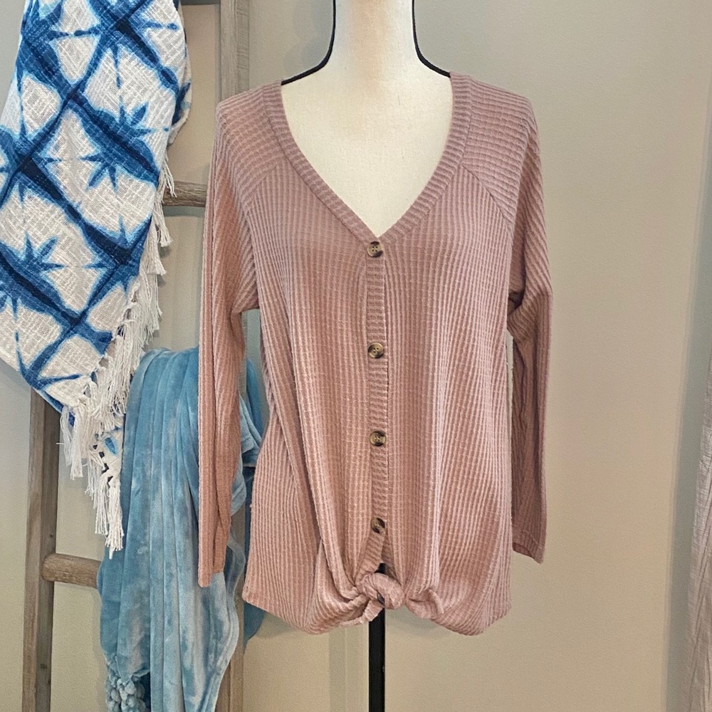 🔥 Torrid 1 Mauve Waffle Knit Top